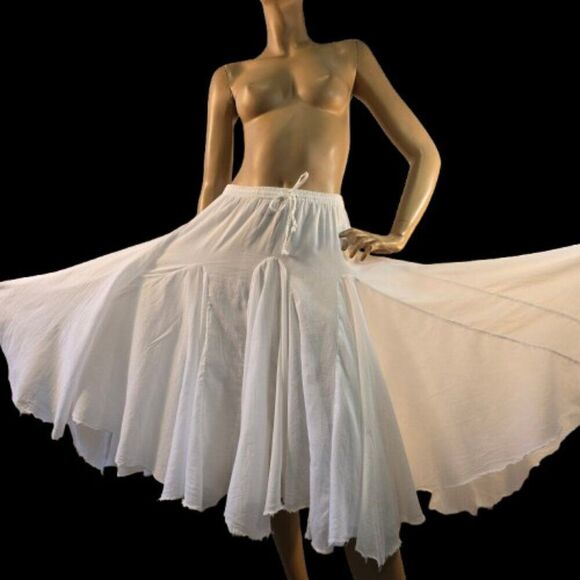 Karma Highway Ultimate Summer Skirt Boho One Size White Cotton Lined Pullover - Picture 1 of 10